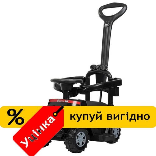 Уцінка! Каталка-толокар із батьківською ручкою (музика, світло, на батарейці) Bambi M 4231L-2 Чорний