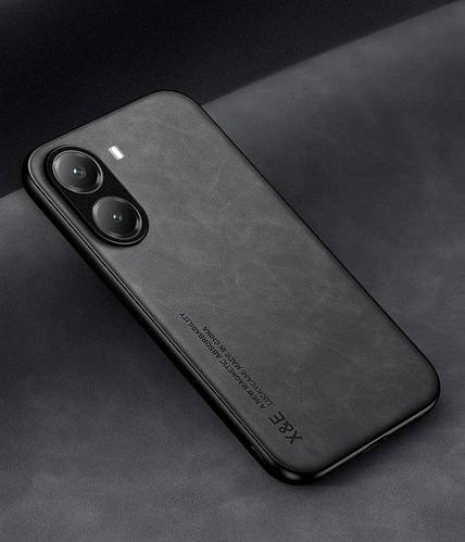 Шкіряний чохол XnE Poco X7 Pro з металевою вставкою Black