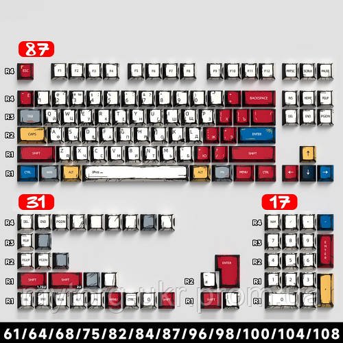 Універсальний набір PBT кейкапів для клавіатури у стилі манга 135 шт  Різнокольоровий