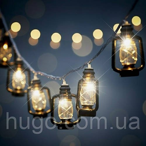 Вінтажні ліхтарики LED на USB, 4,5 м, тепле світло / Світлодіодна гірлянда з ліхтариками / Гірлянда у вінтажному стилі