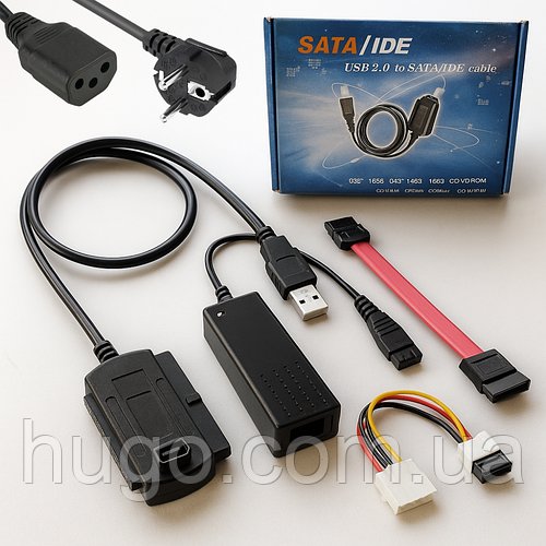 USB-адаптер-конвертер для HDD/SSD 2.5"/3.5" (SATA/IDE) з блоком живлення 12V / Адаптер для жорсткого диска / Перехідник для