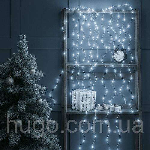 Світлодіодна гірлянда-хвіст USB, 400 LED, 20 ниток, 2 метри, холодне біле світло / Світлодіодна новорічна гірлянда / Лед гірлянда