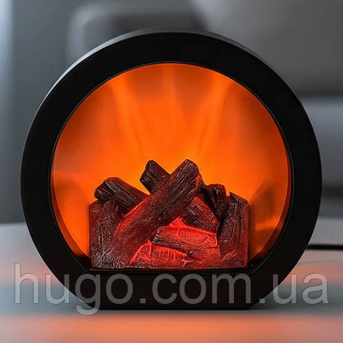 Ночник-світильник LED з ефектом 3D полум'я, живлення від USB або батарей / Настільний світильник декоративний камін / Нічник з