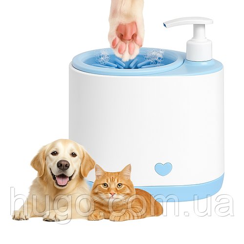 Автоматичний очищувач лап Pet Foot Washing Cup (блакитний, мережевий) / Лапомийка з силіконовими щетинками / Мийка для лап собак