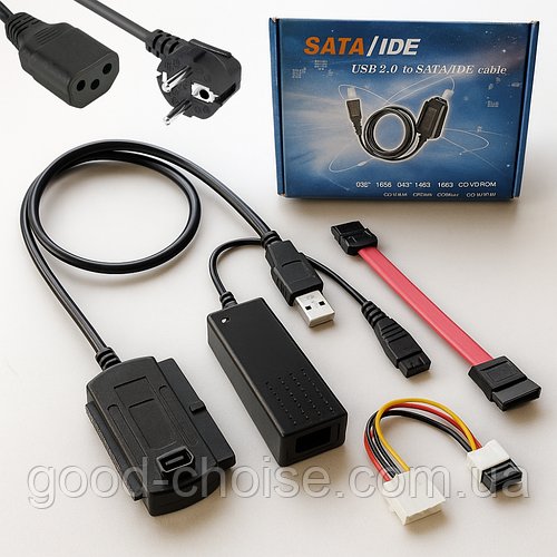 Кабель USB - SATA/IDE + блок живлення 12V, 3,5"-2,5" HDD: USB-SATA/IDE-Адаптер Живлення 12V для HDD 3,5"/2,5" / Адаптер для