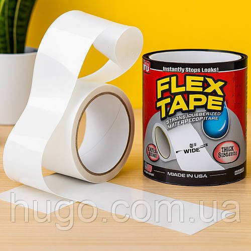 Водонепроникна ізолятора Flex Tape 2, 150×10см, Білий / Універсальний ремонтний скотч / Клейка стрічка надміцна