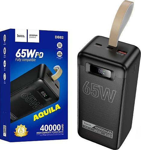 Зовнішній акумулятор (Power Bank) Hoco DB82 PD65W (LED Display+кабель TypeC) 40000mAh Black
