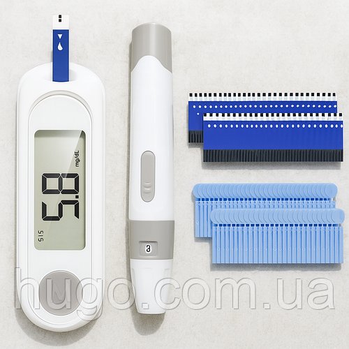 Глюкометр + 50 тестів, від батарейки, HH-XT520 / Апарат для вимірювання цукру / Вимірювач цукру в крові