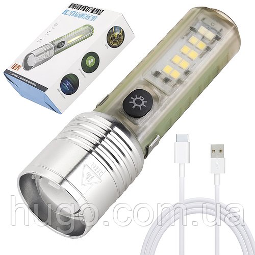 Компактний акумуляторний ліхтарик BL-520D із зарядкою по USB / Портативний LED-ліхтар / Ліхтарик ручний / Світлодіодний ліхтарик