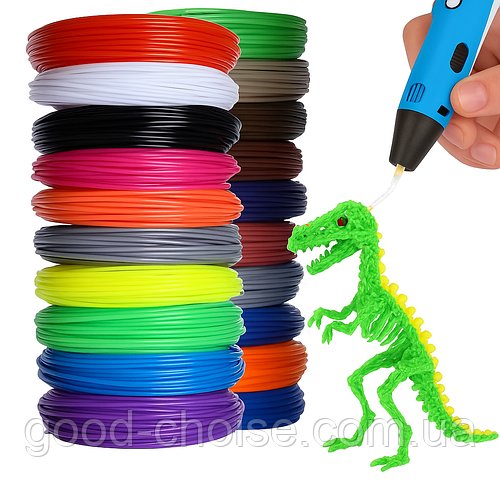 Пластик 3D: 20 кольорів по 5м / Запаски для 3d ручок / PCL пластик для 3д ручки