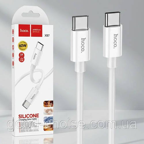 Кабель для заряджання Type-C на Type-C, 60W, 1м, HОСО X87 Magic Silicone PD / Зарядний шнур силіконовий / Кабель швидкого