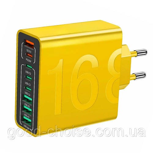 Зарядний хаб 65W 4хUSB, 4хTypе C / Блок для заряджання / Зарядний пристрій / Зарядний пристрій
