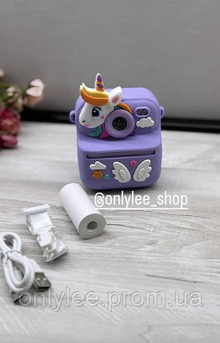 Дитячий фотоапарат миттєвого друку в чохлі Children's fun Camera S11 з підтримкою microSD card 2 камери Purple