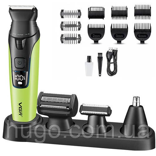 Набір для стрижки 13 насадок, від USB, VGR V-634, Зелений / Машинка для стрижки / Тример для стрижки