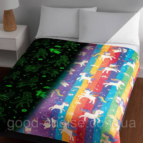 Світний плед 150х200 см Magic Blanket, Райдужний/Флісовий теплий плед світиться в темряві/Місяче покривало