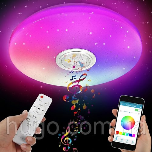 Стельовий світильник 33 см + пульт, Bluetooth, RGB / Розумний LED світильник / Світлодіодна люстра на стелю