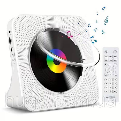 Портативний CD-програвач з Bluetooth, USB + пульт / Акумуляторний програвач компакт-дисків / Настільний CD-плеєр