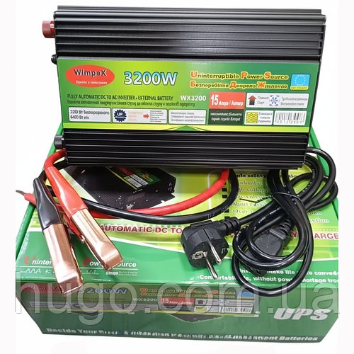Інвертор ДБЖ 3200Вт 12В-220В
Перетворювач UPS 3200W 12V
Інвертор 3200W 12V з функцією UPS
Джерело живлення UPS 3200Вт