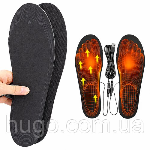 USB-устілки з підігрівом (35-44) до 50°C / Тонкі устілки від повербанку / Термостілки для ніг