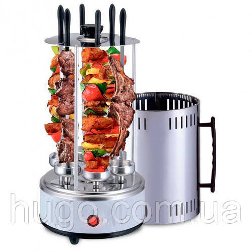 Електрошашличниця Domotec BBQ 1000 Вт на 6 шампурів (нержавійка) / Електромангал Білий