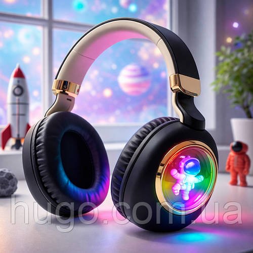 Бездротові навушники з підсвічуванням 5W, Bluetooth, USB, ST862, Чорний / Блютуз навушники / Накладні навушники