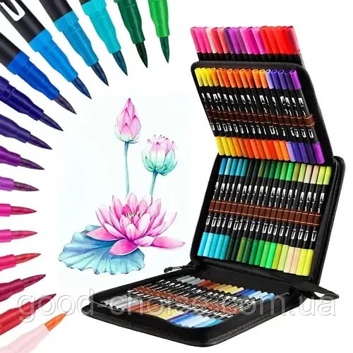 Акварельні маркери двосторонні 80 шт. із сумкою, Color pencil/Набір маркерів для малювання