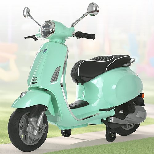 Дитячий електромотоцикл "Vespa" до 5 км/год з EVA колесами, музикою та 2 моторами M 6288EL-15 Бірюзовий