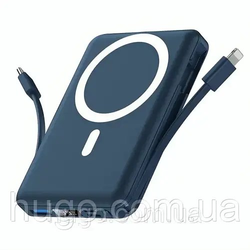Повербанк 10000 mAh MagSafe 18W + 2 кабелі, Yiisonger KT-D011, Синій / Магнітний павербанк / PowerBank / Зовнішній акумулятор