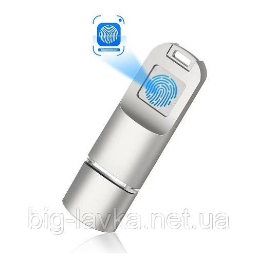 Флешка USB 3.0 64GB із захистом по відбитку пальця  Сріблястий
