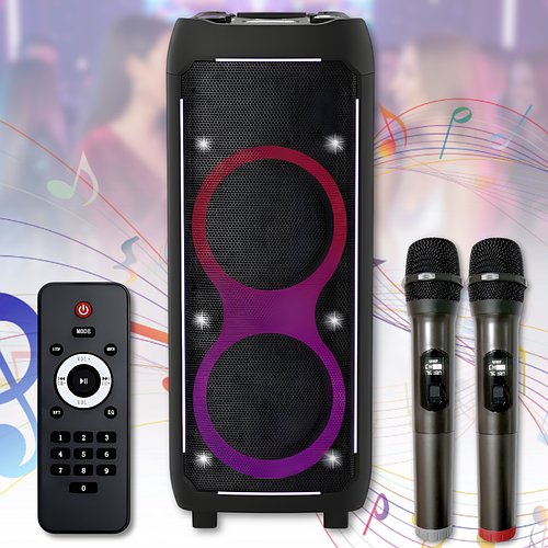 Bluetooth колонка 2х10" з мікрофонами, пультом ДУ та підтримкою FM-радіо ZXX-6510 100W
