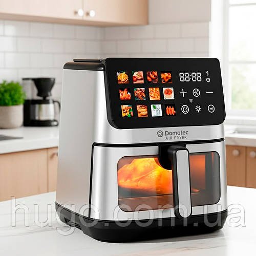 Аерофритюрниця 12 л 4500 Вт з LED-дисплеєм Air fryer 360° DOMOTEC MS-3224 / Аерогриль 2 ТЕНа / Мультипіч