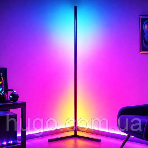 Підлогова лампа RGB, від USB, 180см / Кутова лампа торшер / LED світильник підлоговий / RGB світильник
