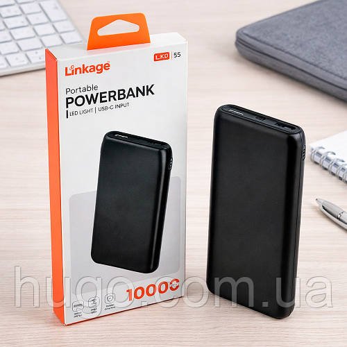 Повербанк 10000mAh швидка зарядка 2 USB порти Type-C Micro Lightning LINKAGE LKP-55 PD / Зовнішній АКБ / Портативний акумулятор