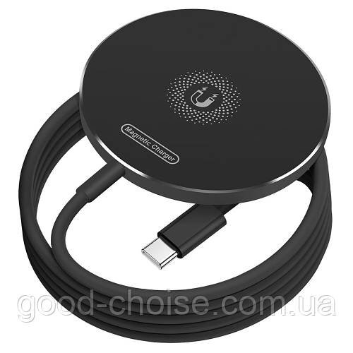 Бездротовий зарядний пристрій 15W, QC2.0/3.0 + кабель Type-C 1.2 м, XO CX022, Чорний / Магнітна зарядка для смартфона