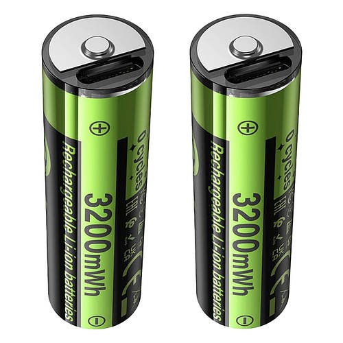 Комплект набір акумуляторних пальчикових батарейок HOCO rechargeable lithium battery JA3 AA 860mAh USB-C (2 шт.)
