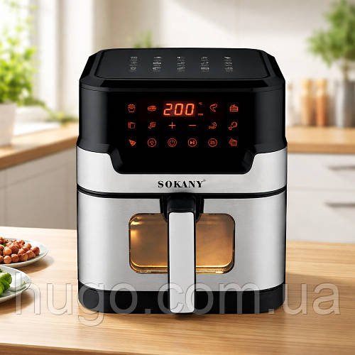 Аерофритюрниця 8л, 1800Вт, Sokany SK-10057 / Безмасляна фритюрниця / Мультипіч / Аерогриль