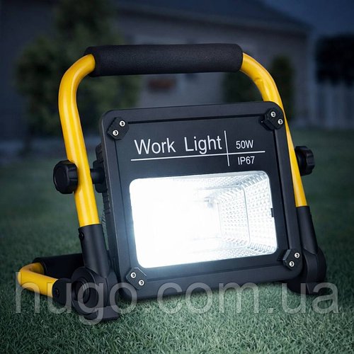 Ліхтар акумуляторний 50W, з USB, W743A + SOLAR / Ліхтар на сонячній панелі / Ліхтар прожектор