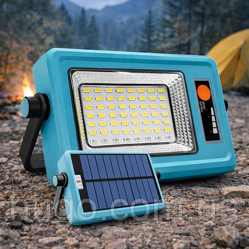 Ручний ліхтар акумуляторний 6000mAh, з Power Bank, Бірюзовий / Переносний прожектор / Світлодіодний ліхтар-прожектор