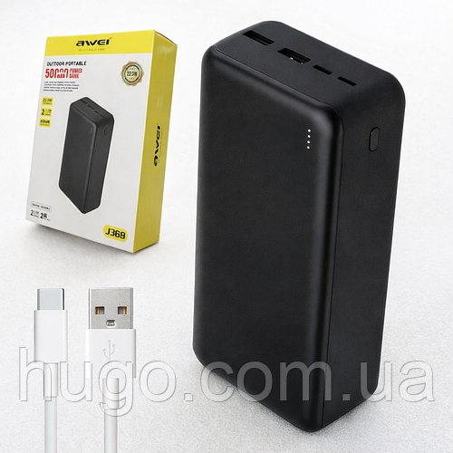 Повербанк 50000 mAh, 2хUSB, Micro-USB + Type-C, J38B / Power Bank / Павербанк / Зовнішній акумулятор