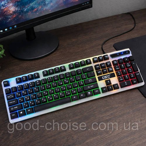 Клавіатура провідна з підсвічуванням RGB, DX 750 / Ігрова клавіатура / Дротова клавіатура / Мультимедійна клавіатура
