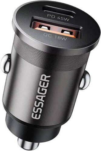 Автомобільний зарядний пристрій ESSAGER ES-CC15 45W (PD3.0 QC3.0) USB+TypeC Grey