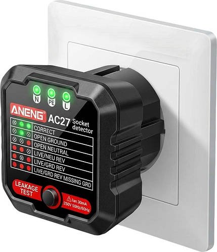 Тестер фазометр розеток ANENG AC27 250V 50Hz Black