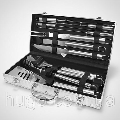 Набір для грилю в металевому кейсі (10 предметів) 43х21х8см, Tools Set / Набір для мангалу / Набір для барбекю