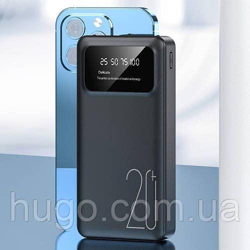Павербанк 20000 мАг (2хUSB), P-20, Чорний / Power Bank / Зовнішній акумулятор