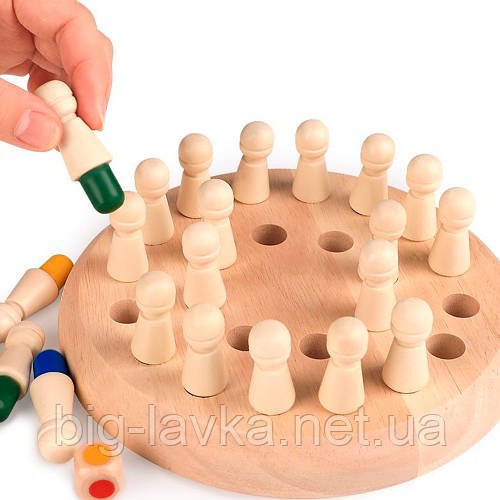 Дерев'яна настільна гра Memory game  Різнокольоровий