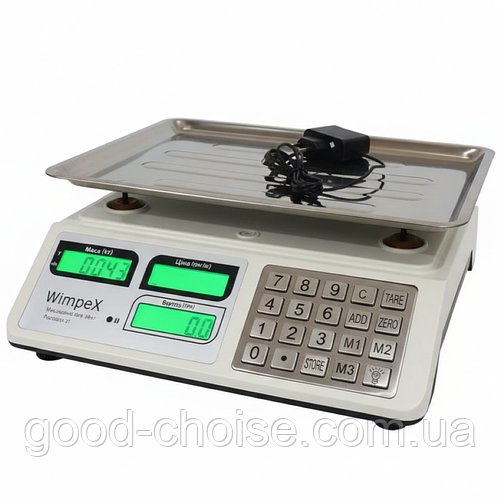 Ваги торгові до 50 кг з лічильником ціни, Wimpex WX-5004 / Настільні ваги / Ваги електронні з акумулятором