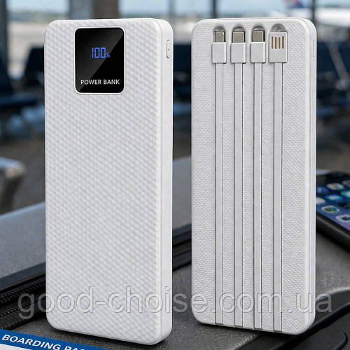 Корпус Power Bank для 8х18650, 22,5W (USB Type-C Lightning) + ліхтарик ET8, Білий /  Бокс для повербанка