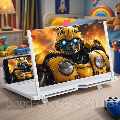 3D-збільшувач екрана 12 дюймів, Білий/Складний збільшувальний екран для телефона/підставка для смартфона