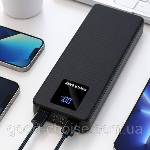 Корпус Power Bank для 8х18650, 22,5W (USB Type-C Lightning) + ліхтарик ET8, Чорний /  Бокс для повербанка