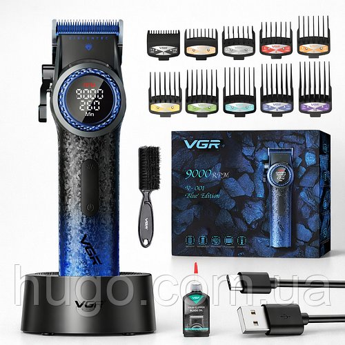 Машинка для стрижки волосся + 10 насадок, USB, VGR V-001 / Чоловічий тример / Акумуляторний тример для стрижки